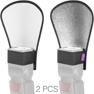 (2 Pack) Flash Diffuser Reflector – Premium Two-Sided Silver/White by Altura Photo for Canon, Nikon and All Speedlight Flashes