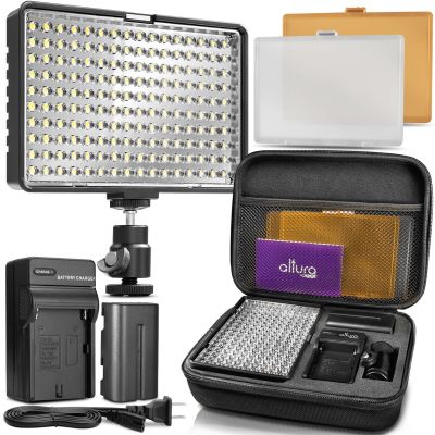 Altura Photo® 160 LED Camera Light - Professional Dimmable Studio Light Panel With Battery, Charger and Carry Case for DSLR Cameras