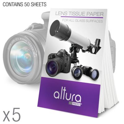 (250 Sheets / 5 Booklets) - Altura Photo Lens Cleaning Tissue Paper + MagicFiber Microfiber Cleaning Cloth